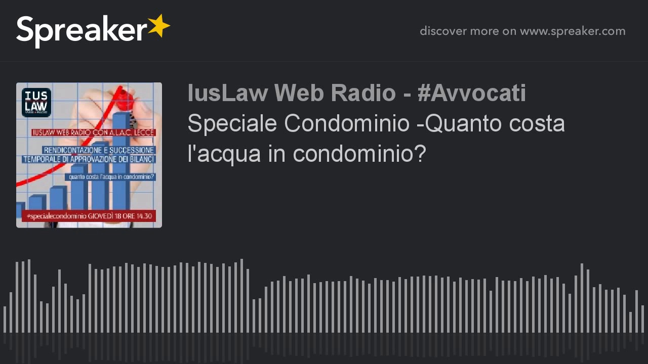 Speciale Condominio -Quanto costa l'acqua in condominio?