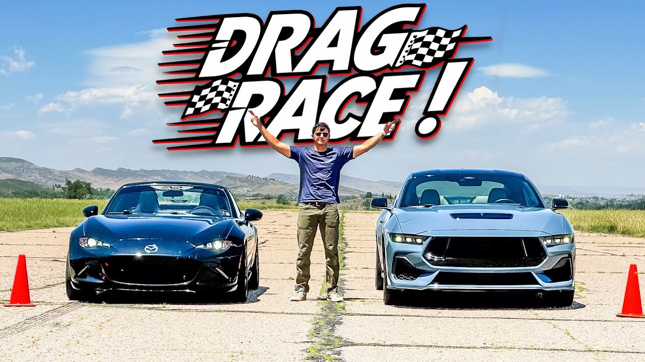Miata с заменой V8 против Ford Mustang GT: гонки на дрэг-рейсинге и ролл-рейсинге