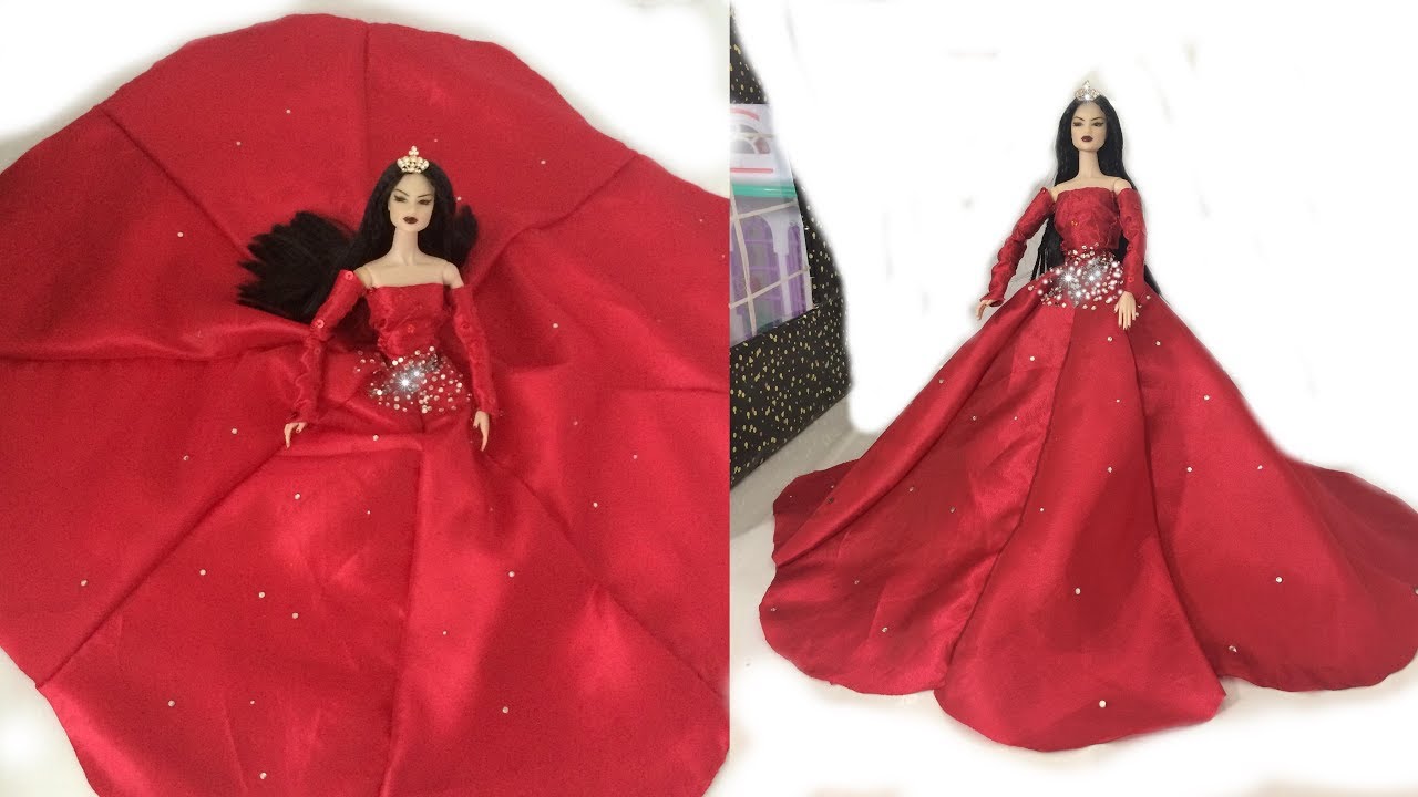 DIY Barbie  Prom Dress.Celebrity style Glamorous Prom dress .Quick dress for Barbies