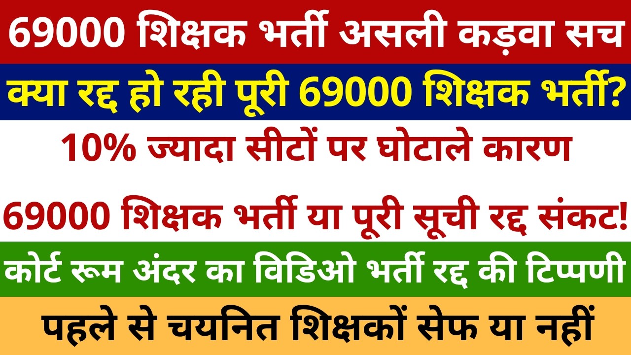 क्या रद्द हो रही 69000 शिक्षक भर्ती? असली कड़वा सच 10% ज्यादा सीटों पर घोटाले कारण भर्ती रद्द संकट