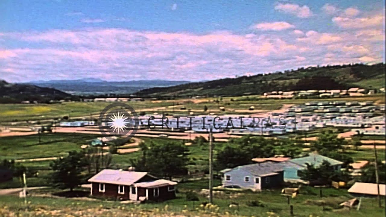 Flood relief. Mobile homes in Housing and Urban Development mobile trailer park, ...HD Stock Footage