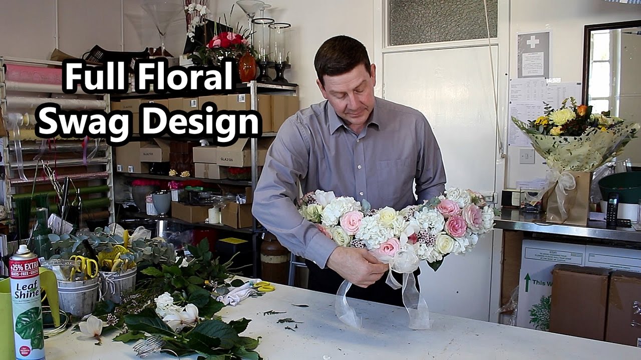 Full Floral Swag Design - Roses, Orchids, Hydrangea and Wax Flower -