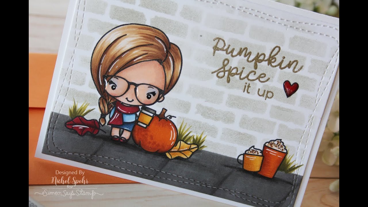 Masked & Stenciled Autumn Scene Card