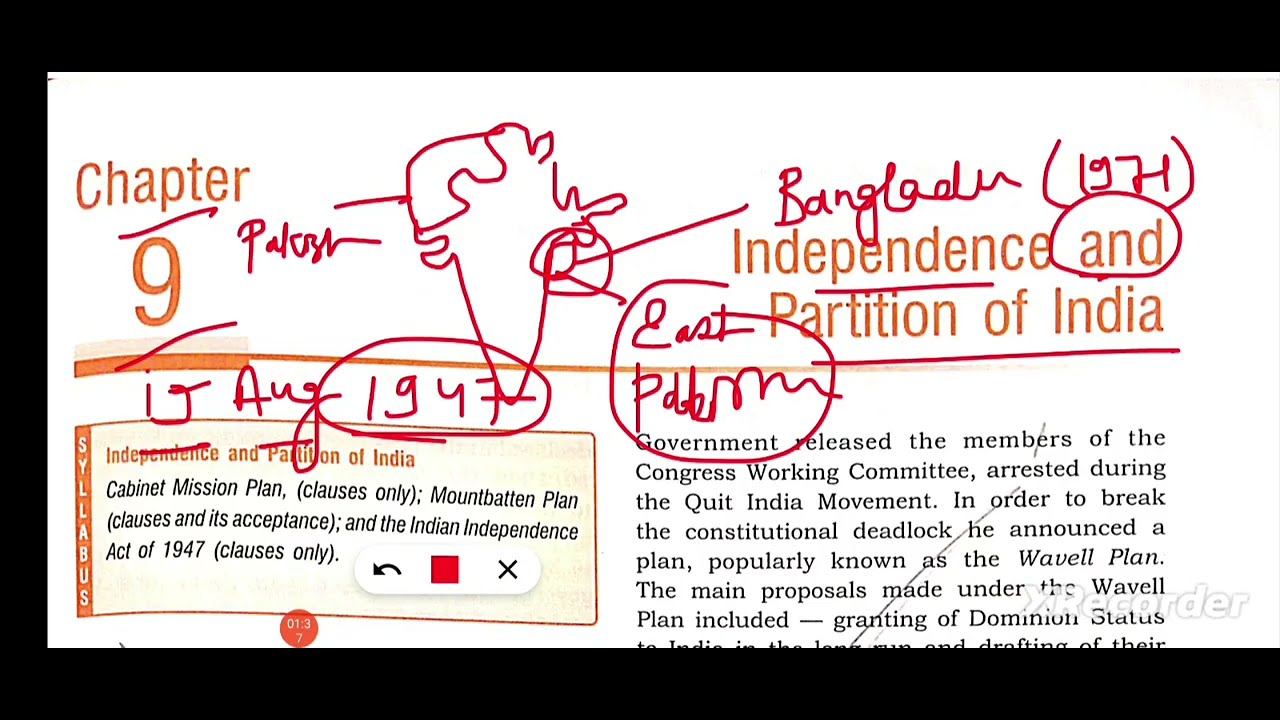 ICSE class 10 history chapter 9 Independence and Partition of India