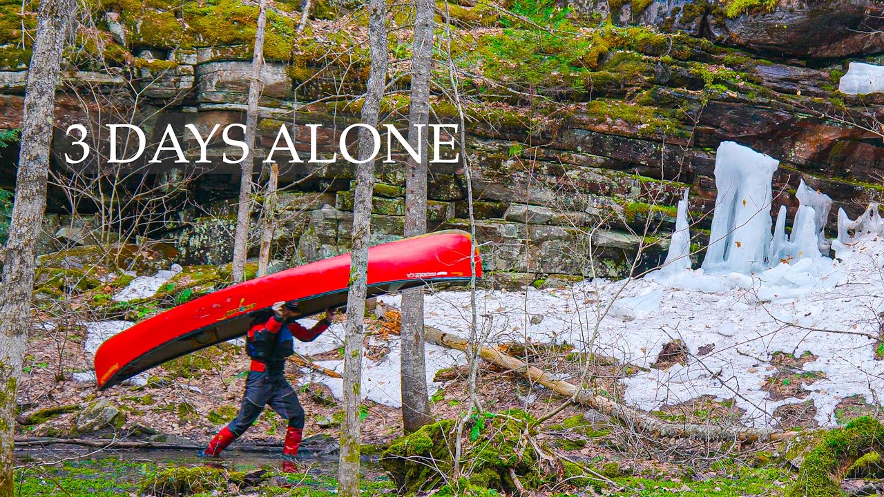 3 Days Solo Camping in Ice Out Wilderness | Heavy Rain