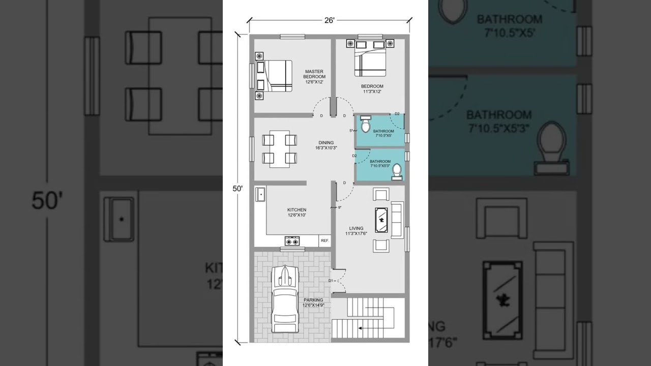 26*50 house plan design,ghar  ka naksha #house #shorts