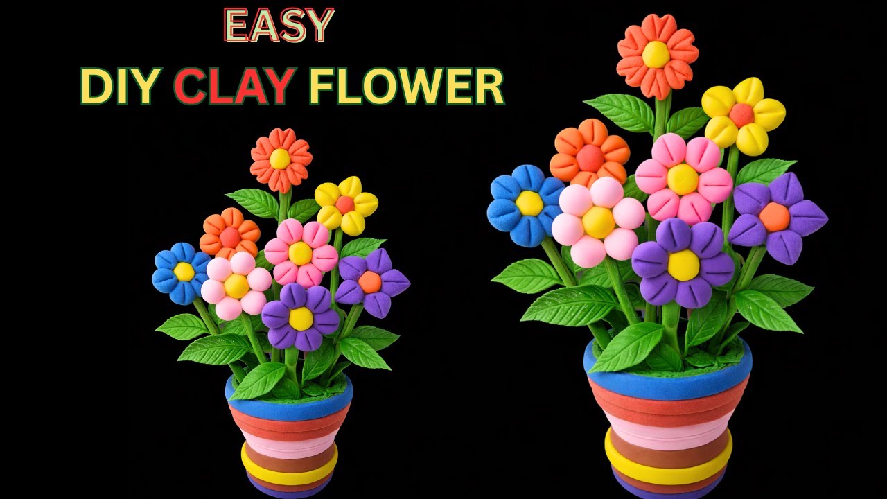 DIY Clay Flower | Easy & Beautiful Handmade Clay Flower Pot | Clay Craft Tutorial