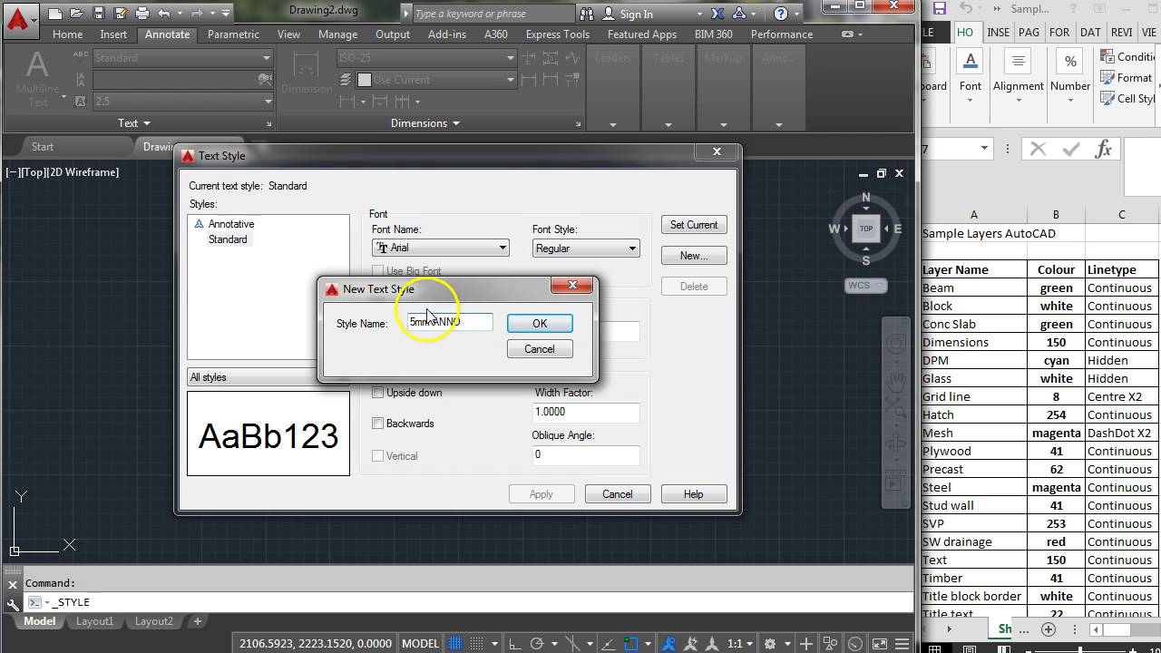 Create a drawing template with layers and text styles