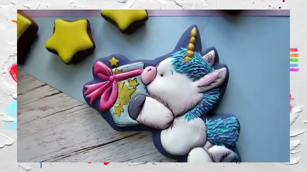Unicorn cookies, part 1. Cookies Decorating. Video tutorial