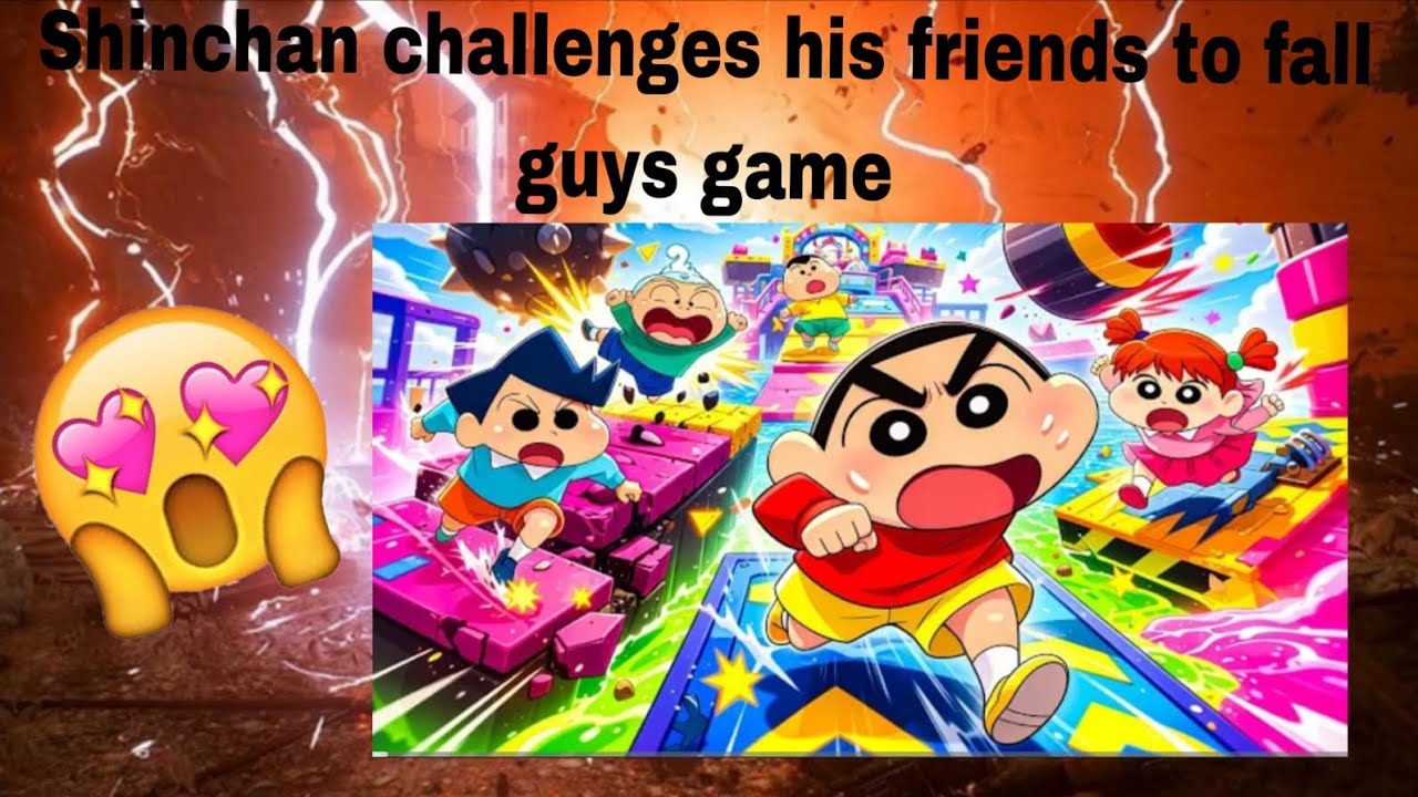 Shinchan challenges his friends to play fall guys together by shinchan gaming