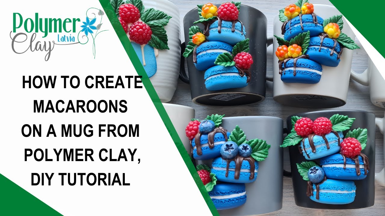 How to create macaroons on a mug from polymer clay, DIY tutorial
