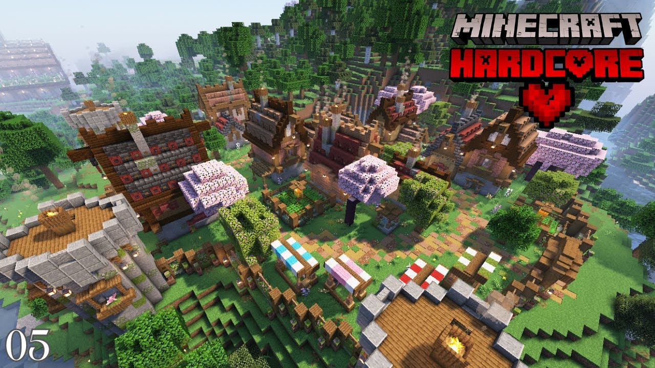Making a Cute Village for my Villagers ♡ Minecraft Hardcore Lets Play - Ep. 05