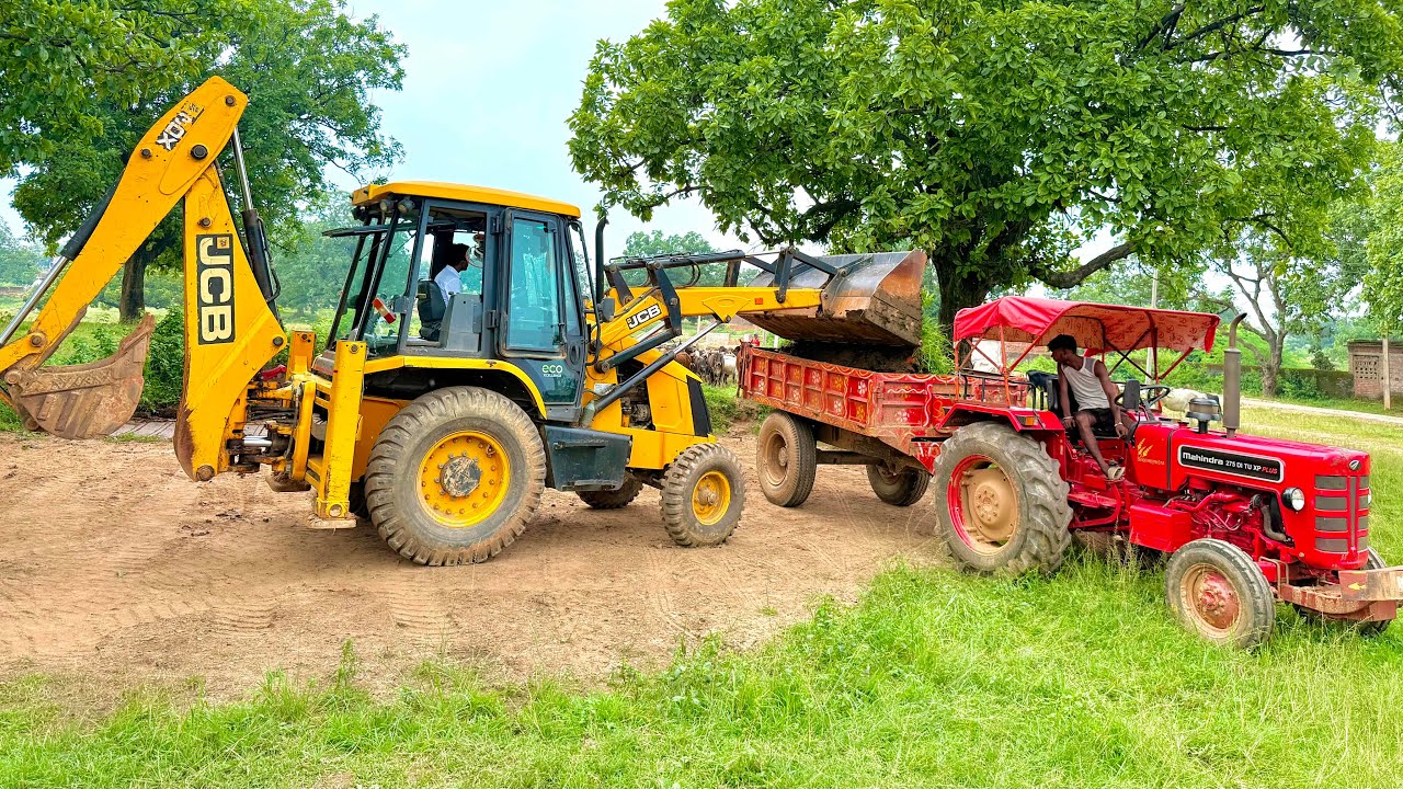 JCB 3dx Xpert Loading Mud Trolley | Mahindra 275 Di | Jcb Video | Tractor Video #jcb #tractor