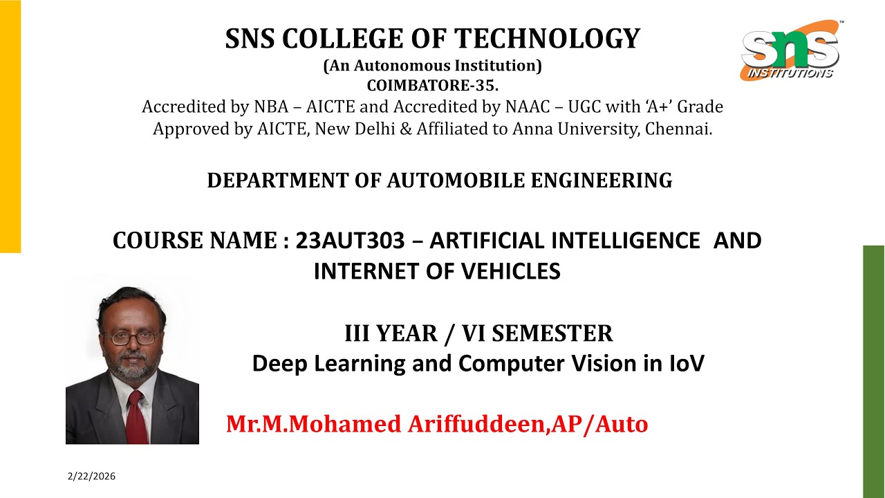 Supporting Technologies| AI and IoV | SNS Institutions