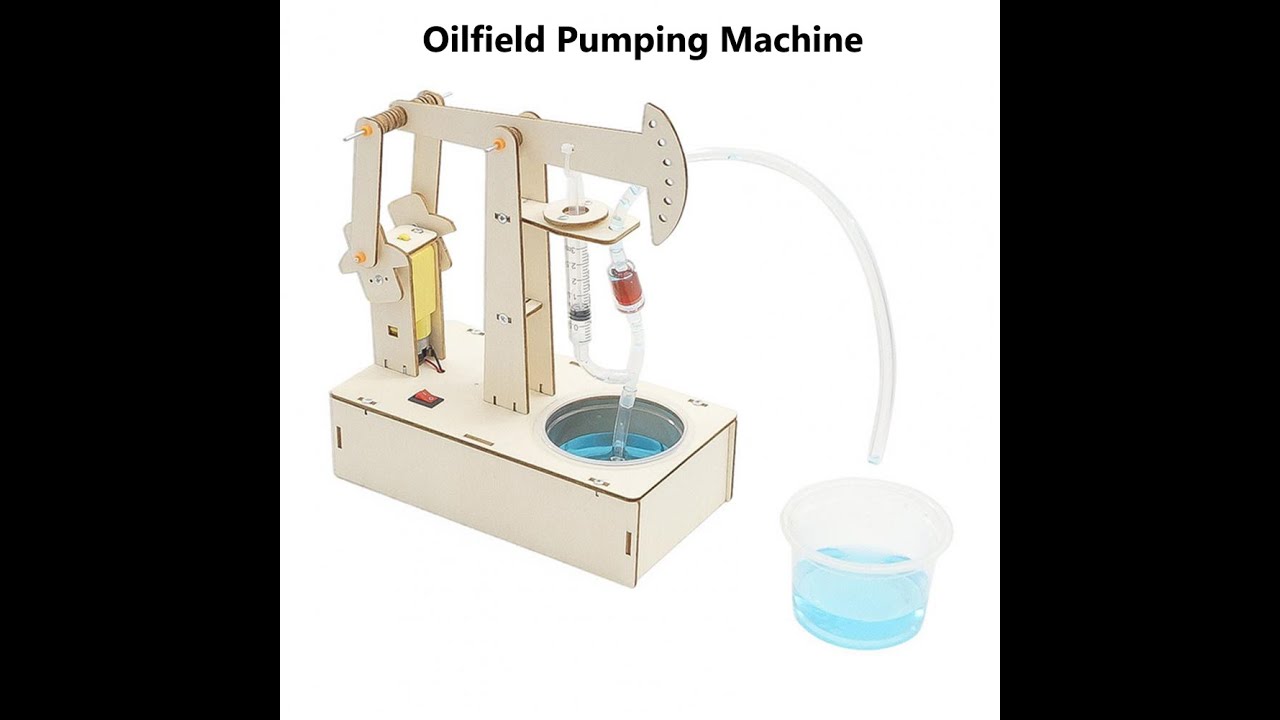 DIY Oilfield Oil Pumping Machine STEM Wooden Educational Toy Kid Scientific Hydraulic Physics