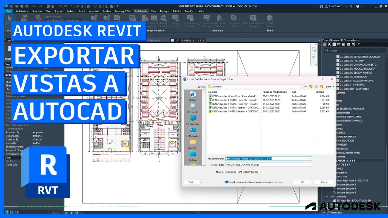 Cómo Exportar desde Revit a AutoCAD | Planos de Revit a .DWG - 3 métodos