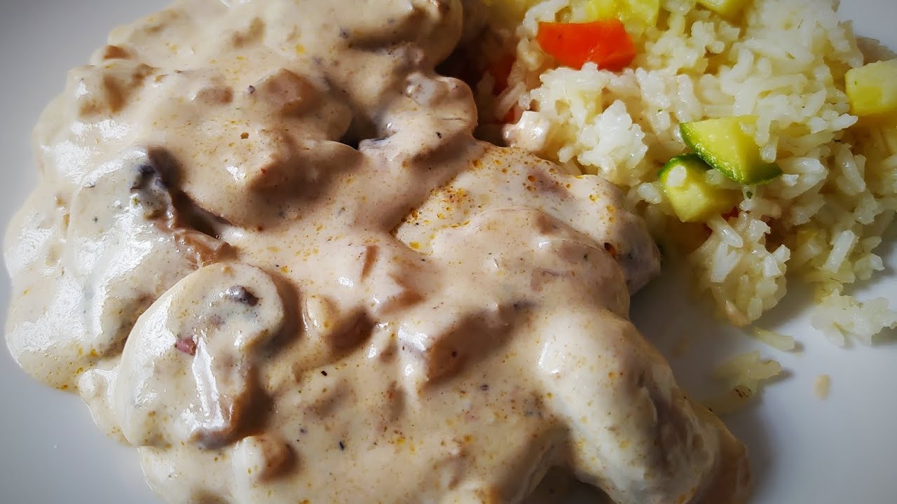 💥Lomo de Cerdo con Crema de Champiñones | cremoso y delicioso.