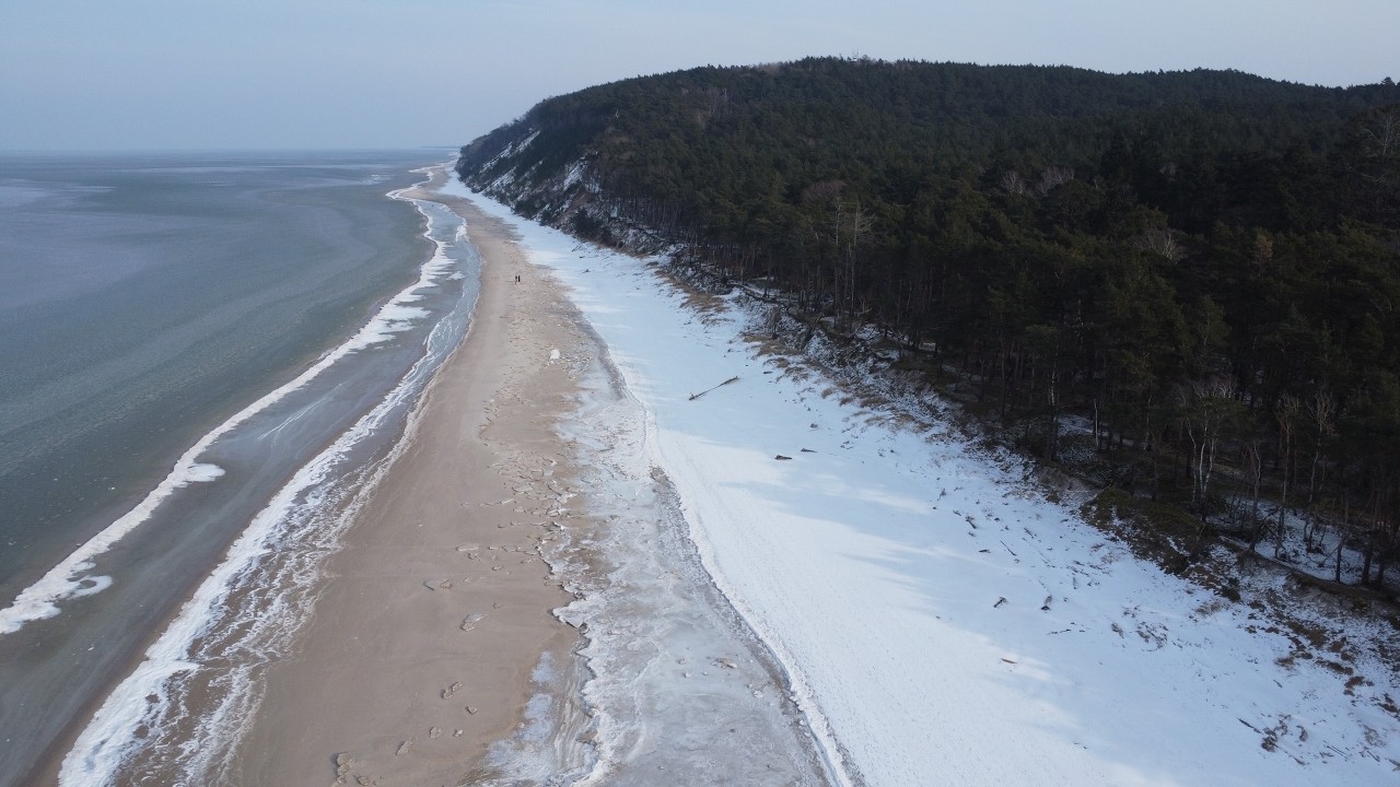 Frozen Baltic sea and Zatorek lake