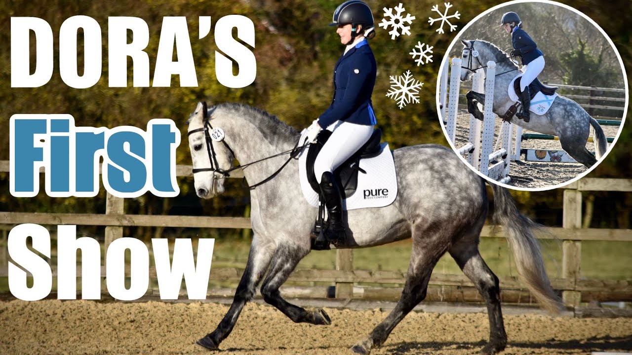 DORA'S FIRST EVER SHOW ~ Competing a young pony at dressage and showjumping | Equestrian Vlogmas