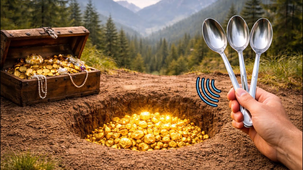 Using a Spoon, I Found Buried Treasure Underground — 👆😲😲