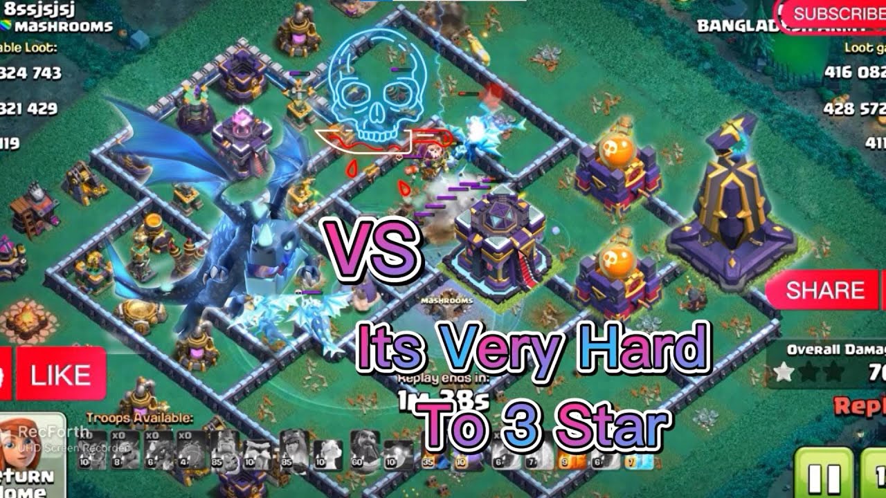 Electro Dragon Vs TH-15, Double Poison & Moonlit. Its Hard Bro. @Clash of Clans #coc #clashofclans