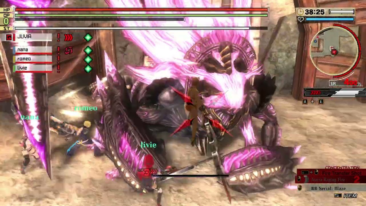 (Blood Arts) Falling Petal VS Skull Crusher _ Long Blade VS Buster Blade - GOD EATER 2 :  RAGE BURST