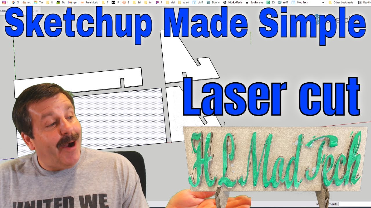 Табличка с именем, вырезанная лазером с помощью Sketchup Free | Sketchup Made Simple!