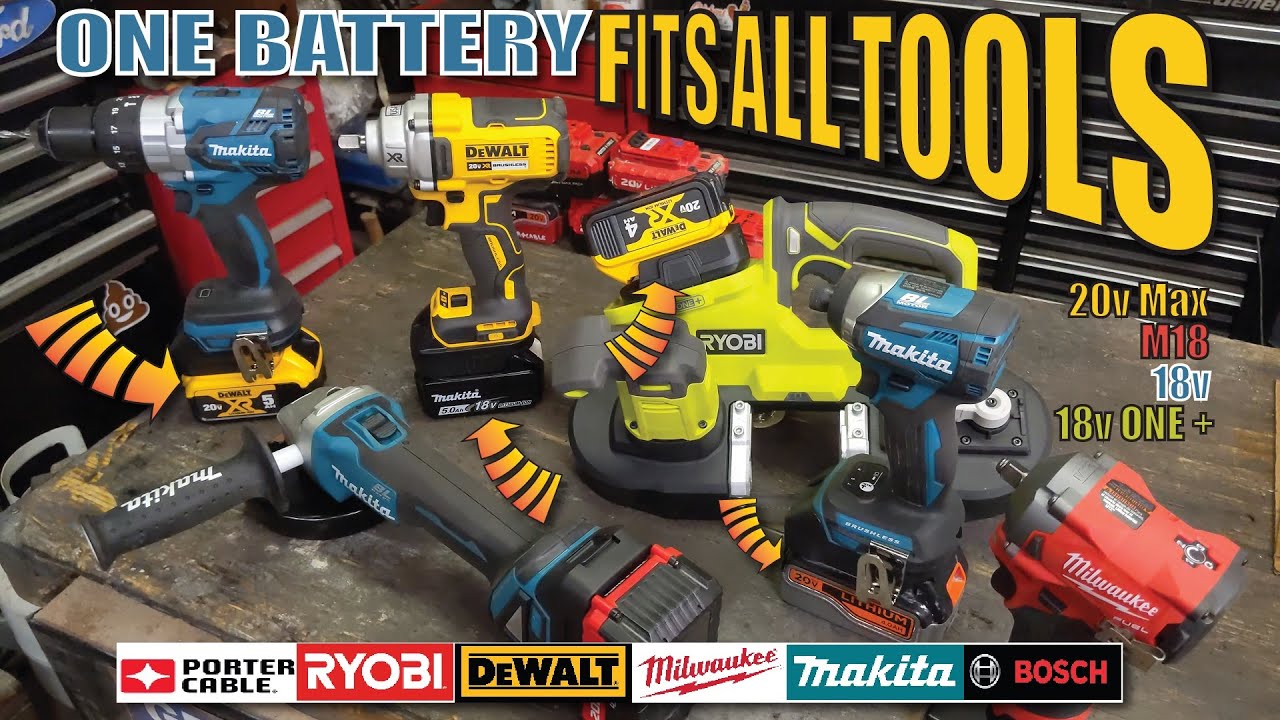 Use any brand battery in any power tool 18v-20v DEWALT MILWAUKEE MAKITA PORTER CABLE BOSCH adapters