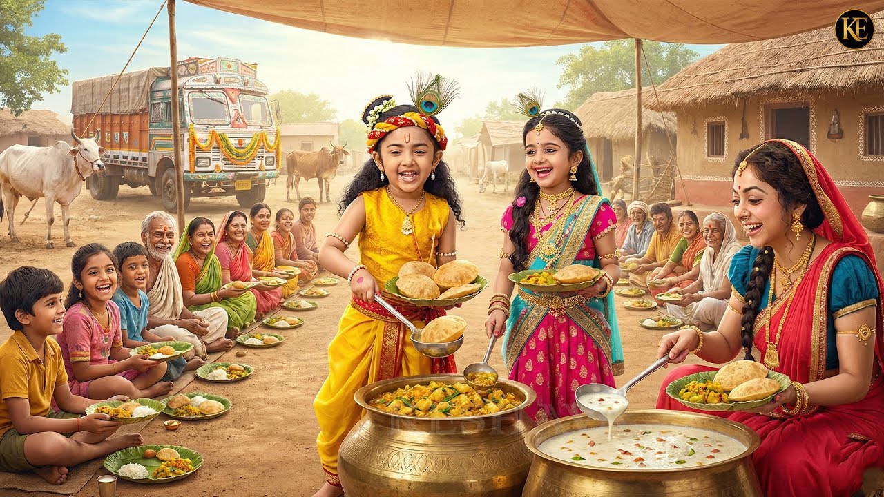 कान्हा और राधा ने गोकुल में भंडारा करवाया || यशोमती मईया के नंदलाला | Shre Krishan leela