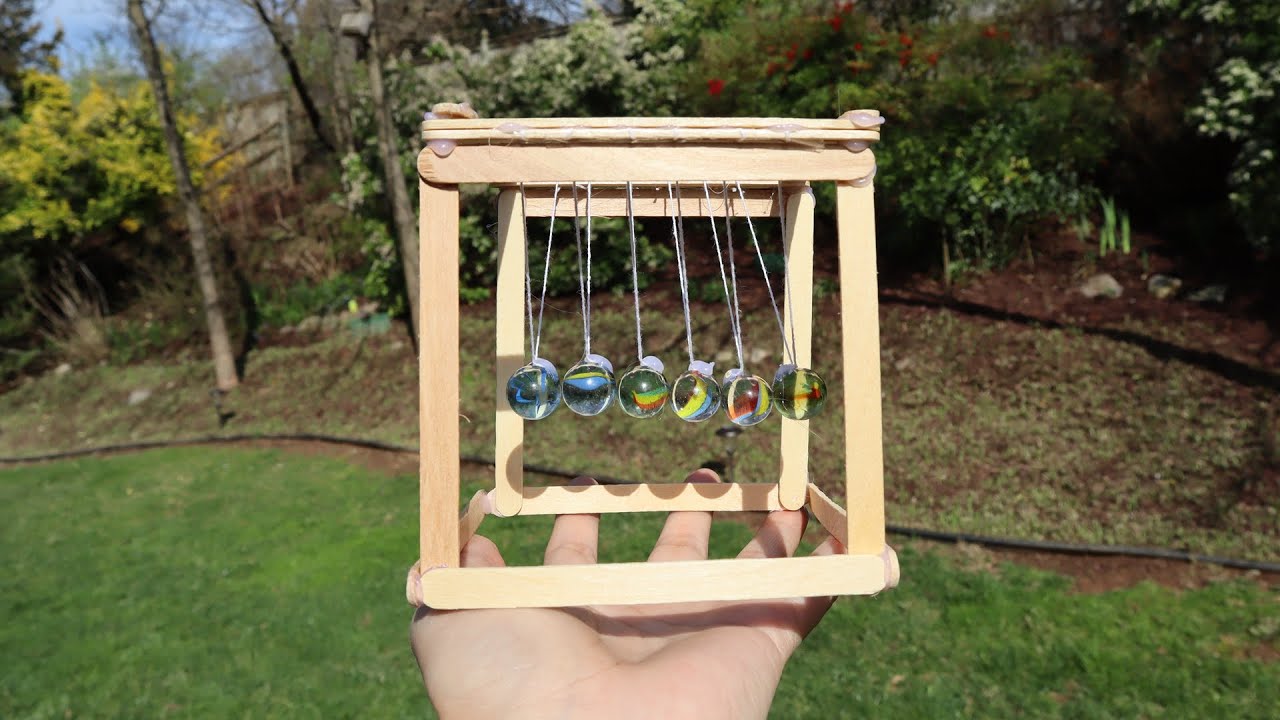 How to make Newton's Cradle using popsicle sticks and marbles | X Workbox