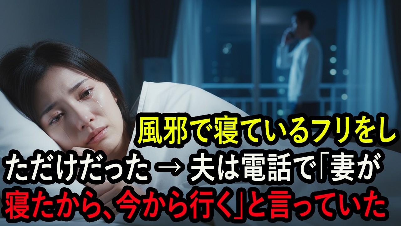 風邪で寝ているフリをしただけだった → 夫は電話で「妻が寝たから、今から行く」と言っていた