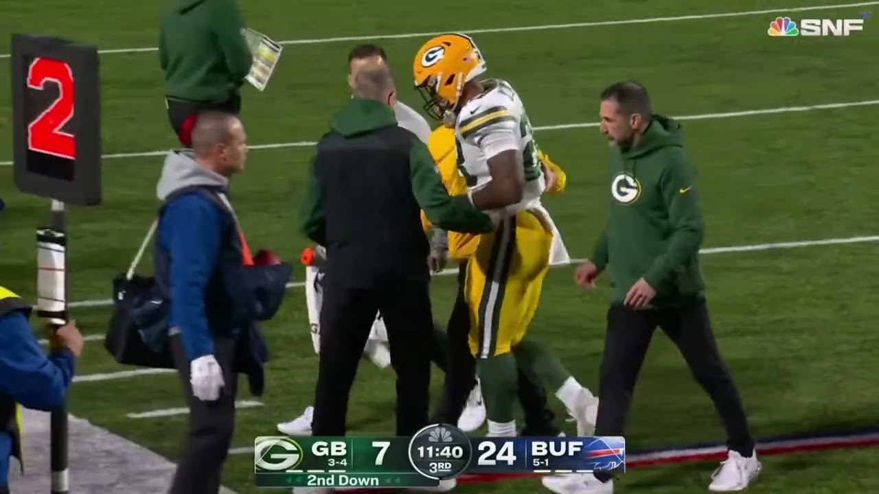 AJ Dillon injured after awkward landing