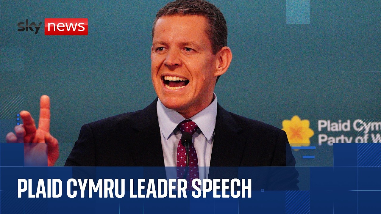 Plaid Cymru leader Rhun ap Iorwerth delivers speech at conference