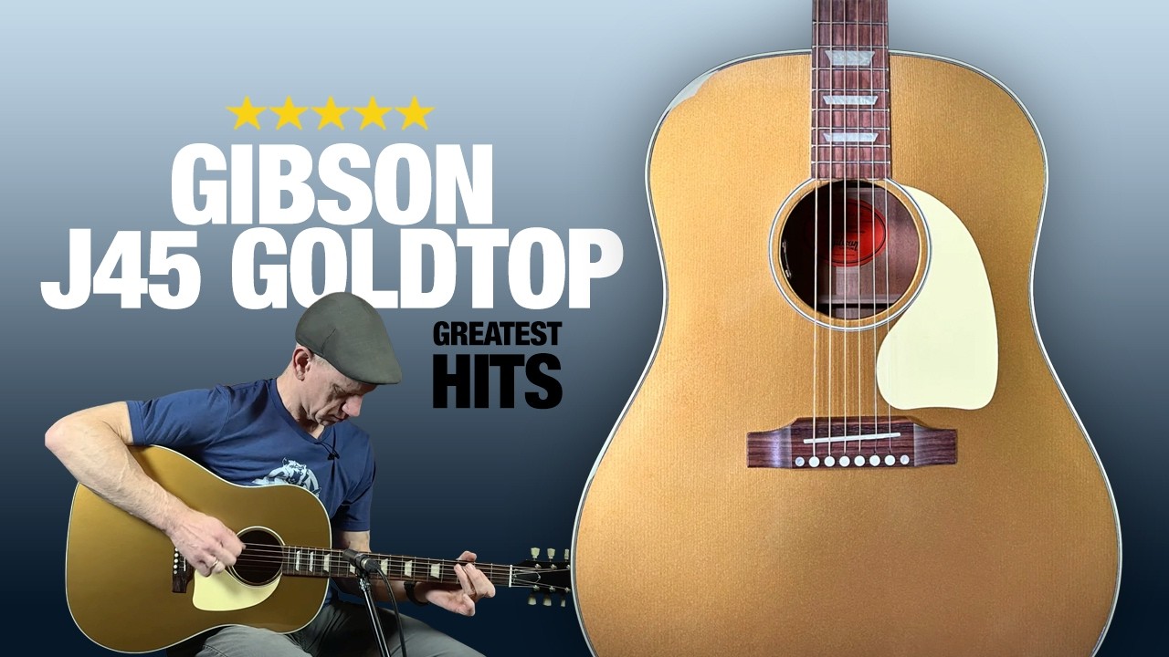 Акустическая гитара Gibson J45 с золотистой верхней декой! Вау!