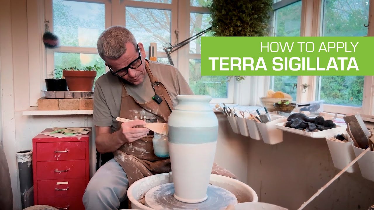 178. Applying Blue Terra Sigillata to a Tall Vase for Pitfire