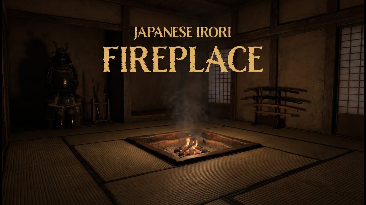 Medieval Japanese Irori Fireplace 🌙 Warm Hearth in a Tatami Room | Ambient Sleep Sounds