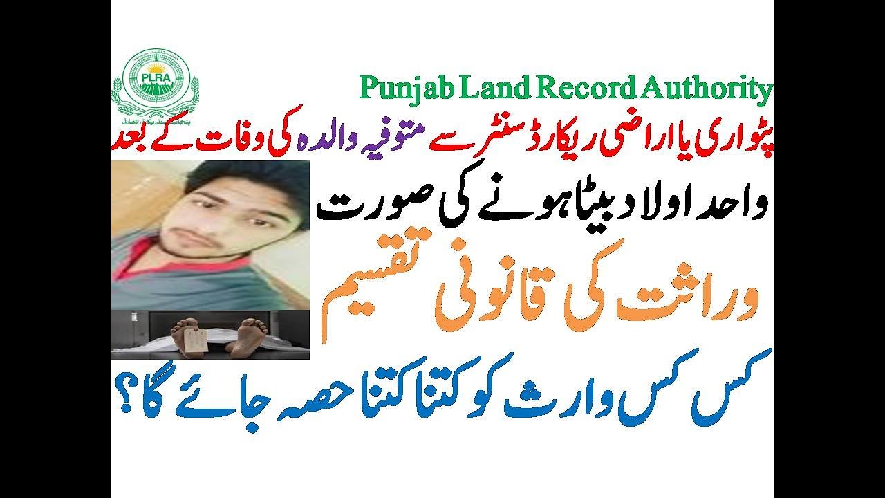 Shajra Nasab شجرہ نصب واحداولاد بیٹاوراثت کی تقسیم Inheritance Share only one Son diseased Mother