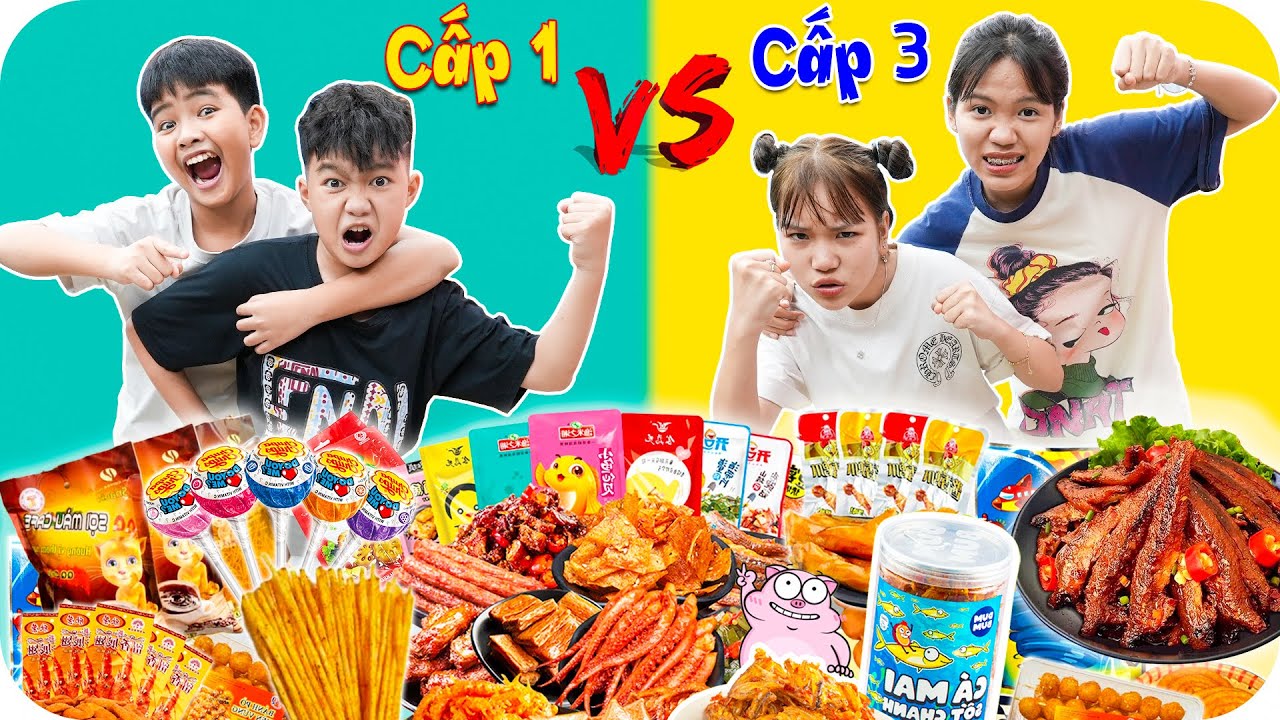 Đại Chiến Đồ Ăn Vặt Cổng Trường Cấp 1 Vs Cấp 3 Siêu Hot ♥ Min Min TV Minh Khoa