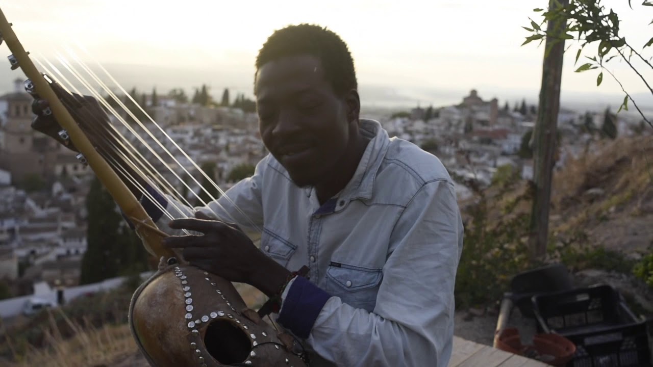 Ibrahim playing Ngoni at San Miguel Alto, Granada, Spain.