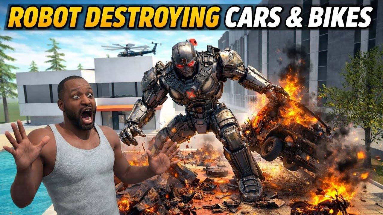 Robot Attack on Cars & Bikes 😱 | Epic Destruction Game #gaming 