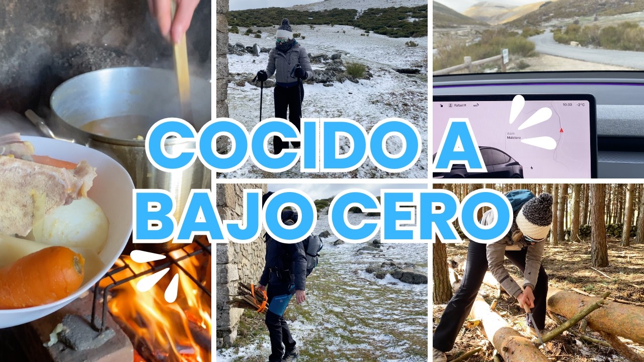 Dormimos en el Tesla y subimos a la nieve para hacer un cocido extremeño