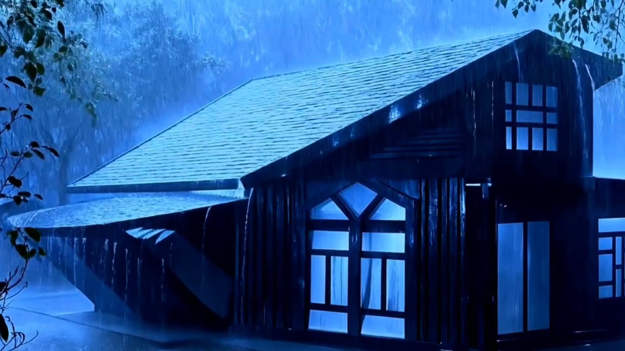 Relax with Powerful Rain & Terrifying Thunder Sounds on Corrugated Iron Roof in Creepy Night Forest