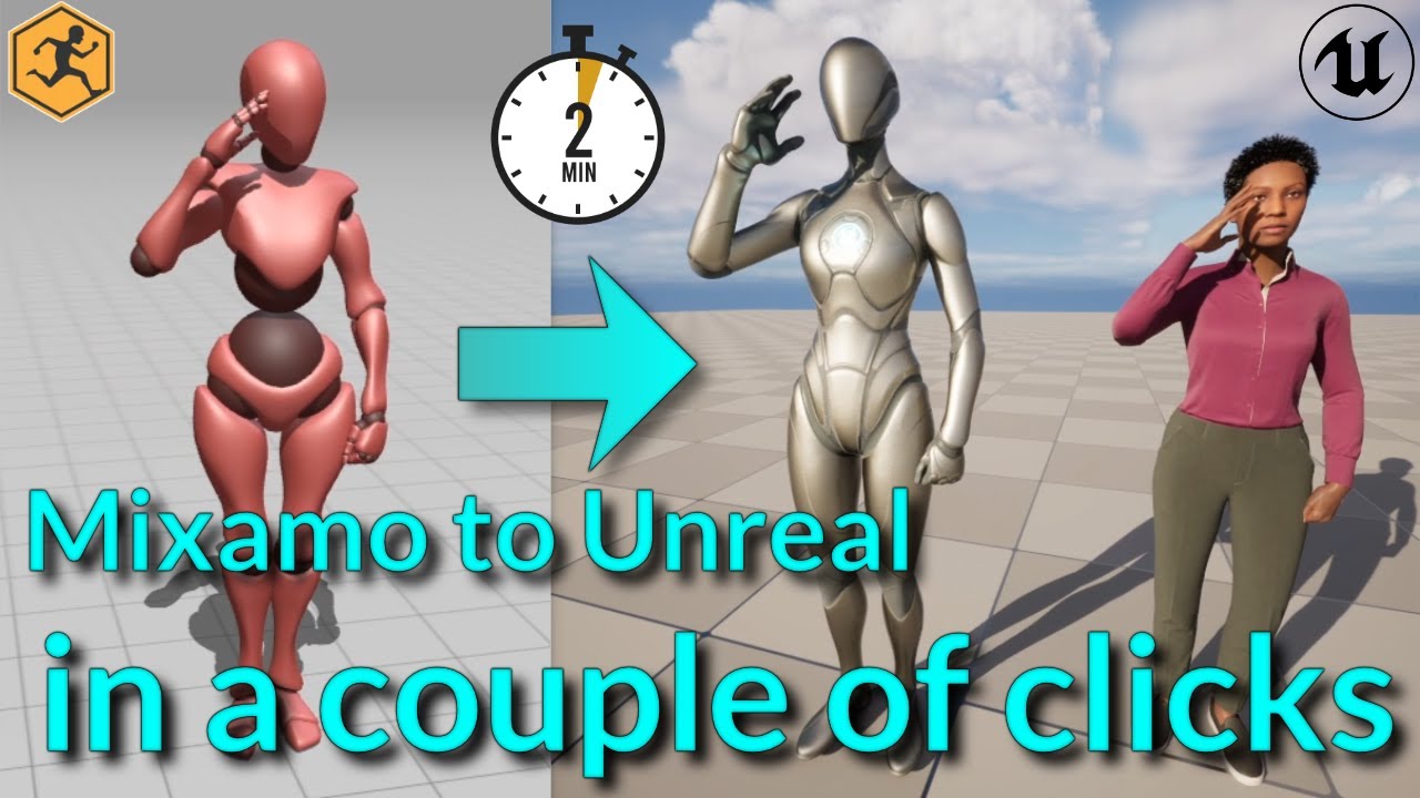 Use Mixamo animations with UE5 Mannequins and MetaHuman characters in the quickest way possible!