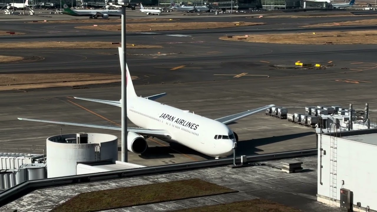 日本航空B767-300ER JA656J羽田空港第1ターミナル到着シーン
