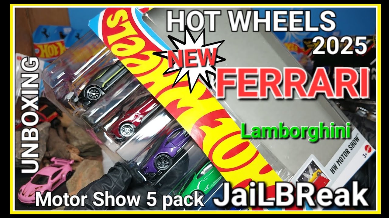 Hot Wheels 2025 NEWEST FERRARI Jailbreak opening Motor Show 5 pack sf90 stradale eurospeed laferrari