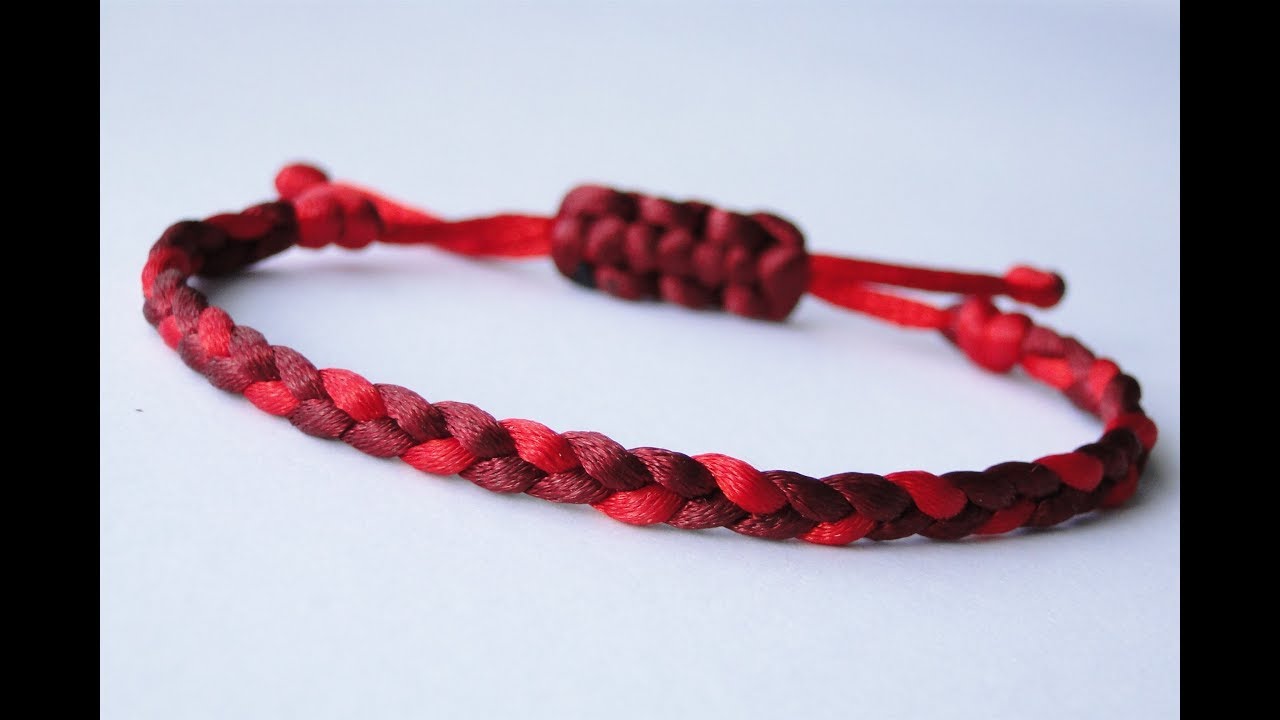 How to Make a 3 Strand Flat Braid Sliding Knot Friendship Bracelet- Satin Cord/Micro Cord