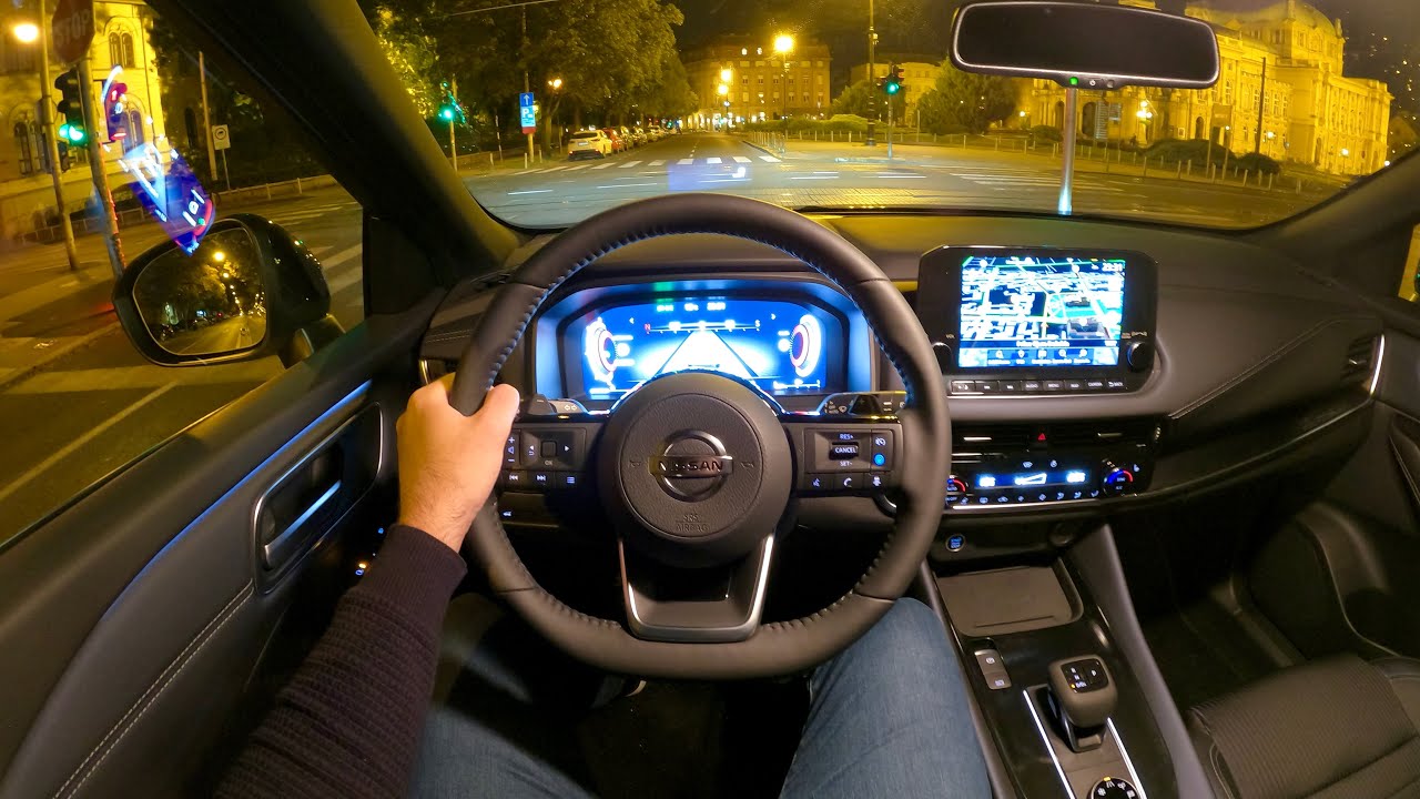 Новый Nissan QASHQAI 2022 - ночной тест-драйв POV (PURE DRIVING), мягкий гибрид, 158 л.с.