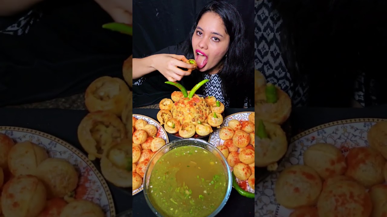 SPICY PANI PURI EATING CHALLENGE WITH CHILLI GOLGAPPA ASMR #shortvideo #spicyfuchka #mukbang #golgap
