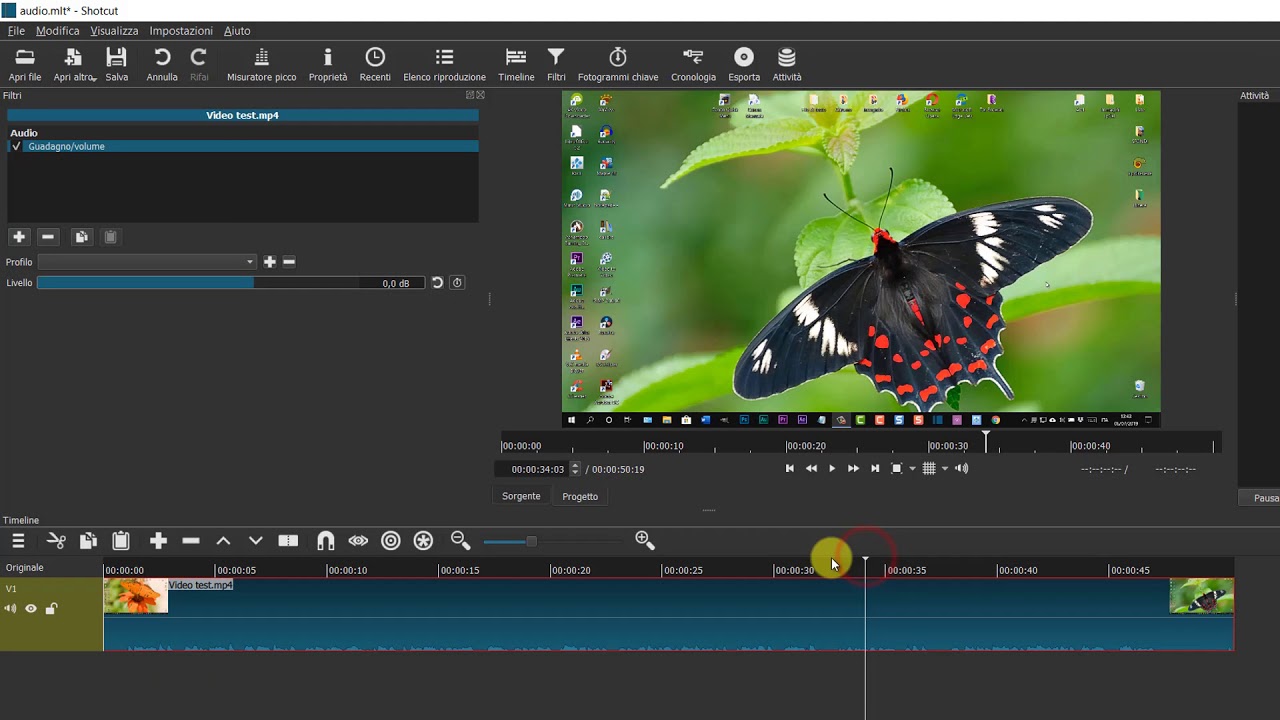 Come aumentare il volume di un video con Shotcut
