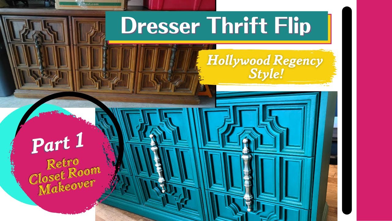 Furniture Flip - Hollywood Regency Style Makeover | PART 1 of Retro Closet Room Transformation